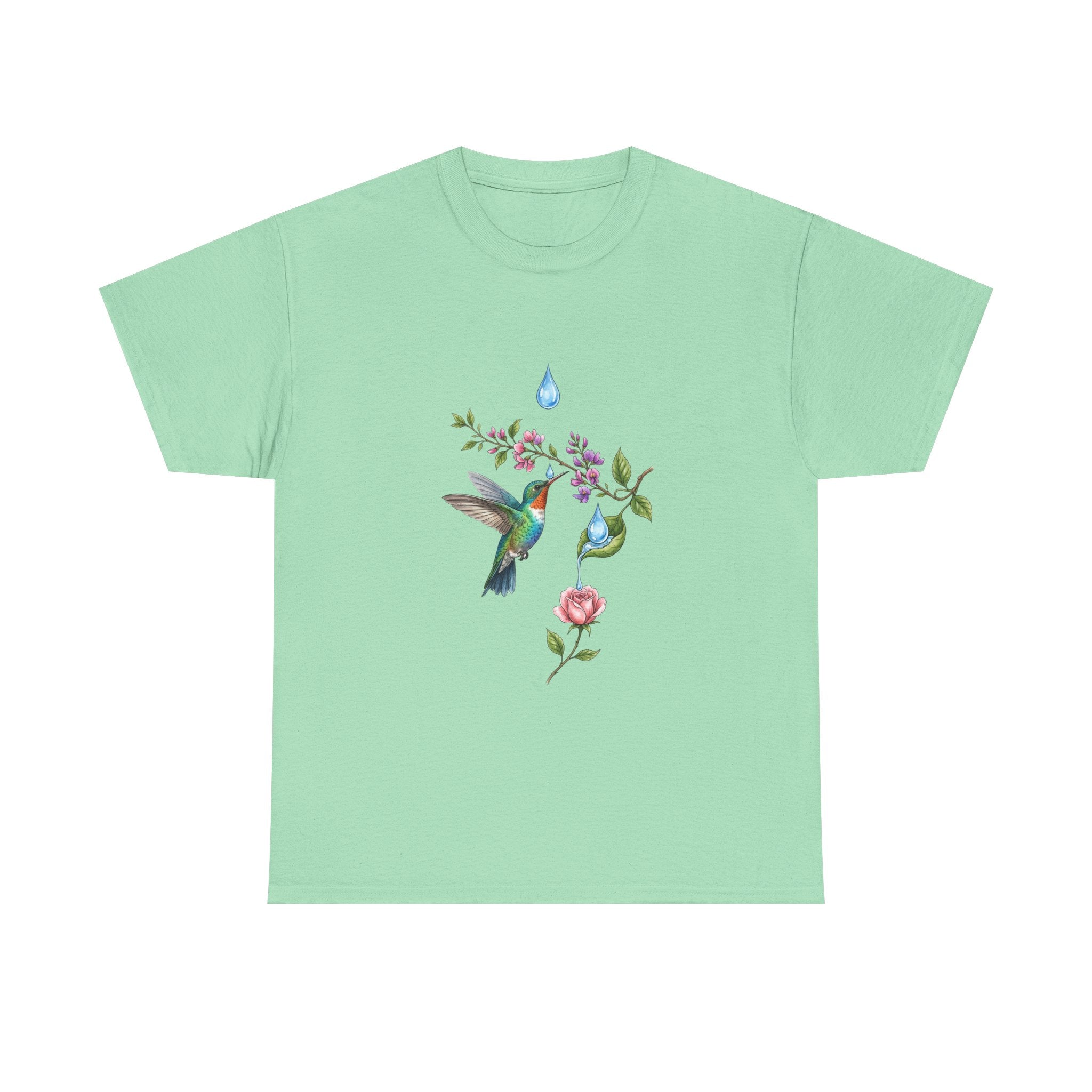 Hummingbird & Floral Tee — Watercolor Garden Shirt