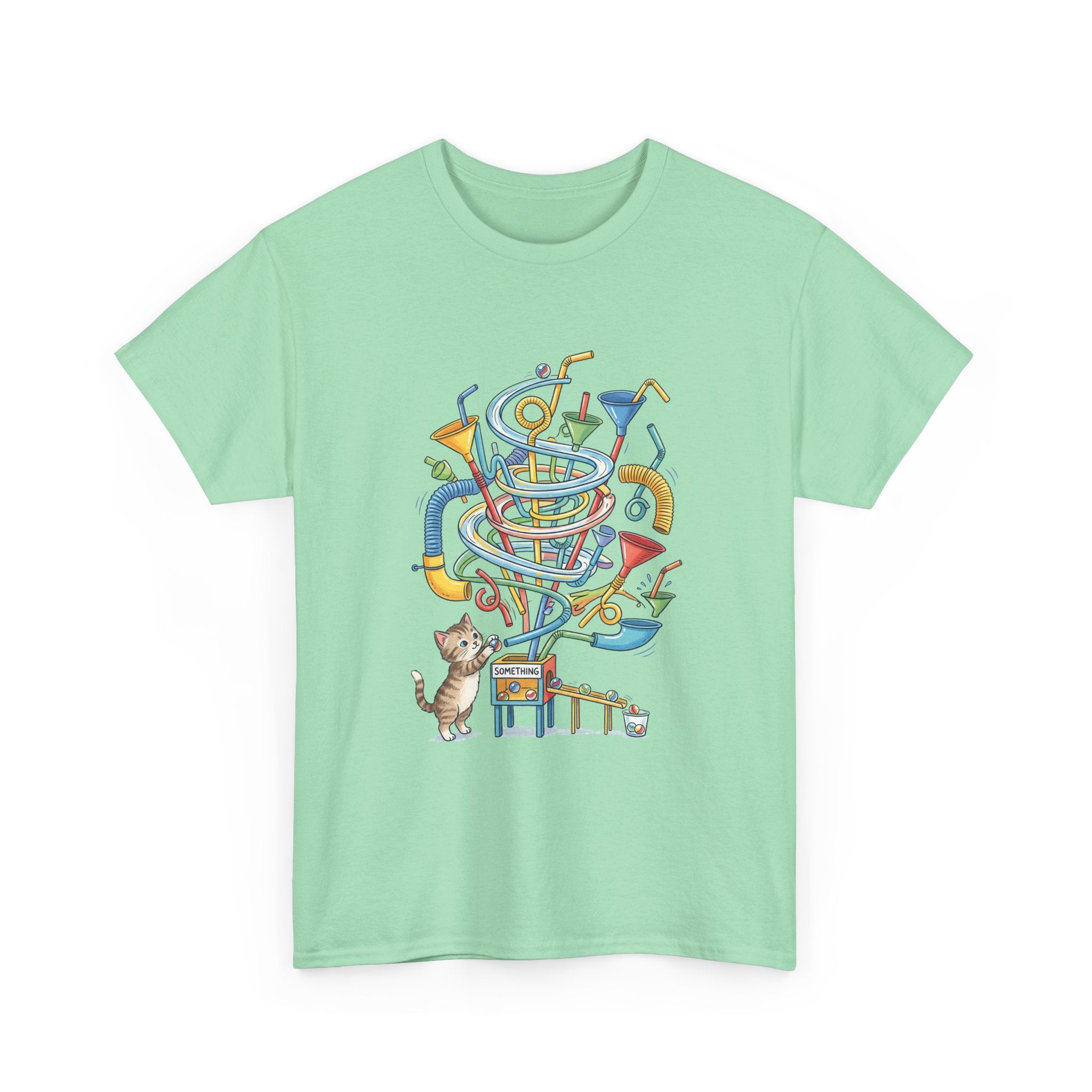 Music Cat T-Shirt — Whimsical Cat Playing Colorful Instruments Tee