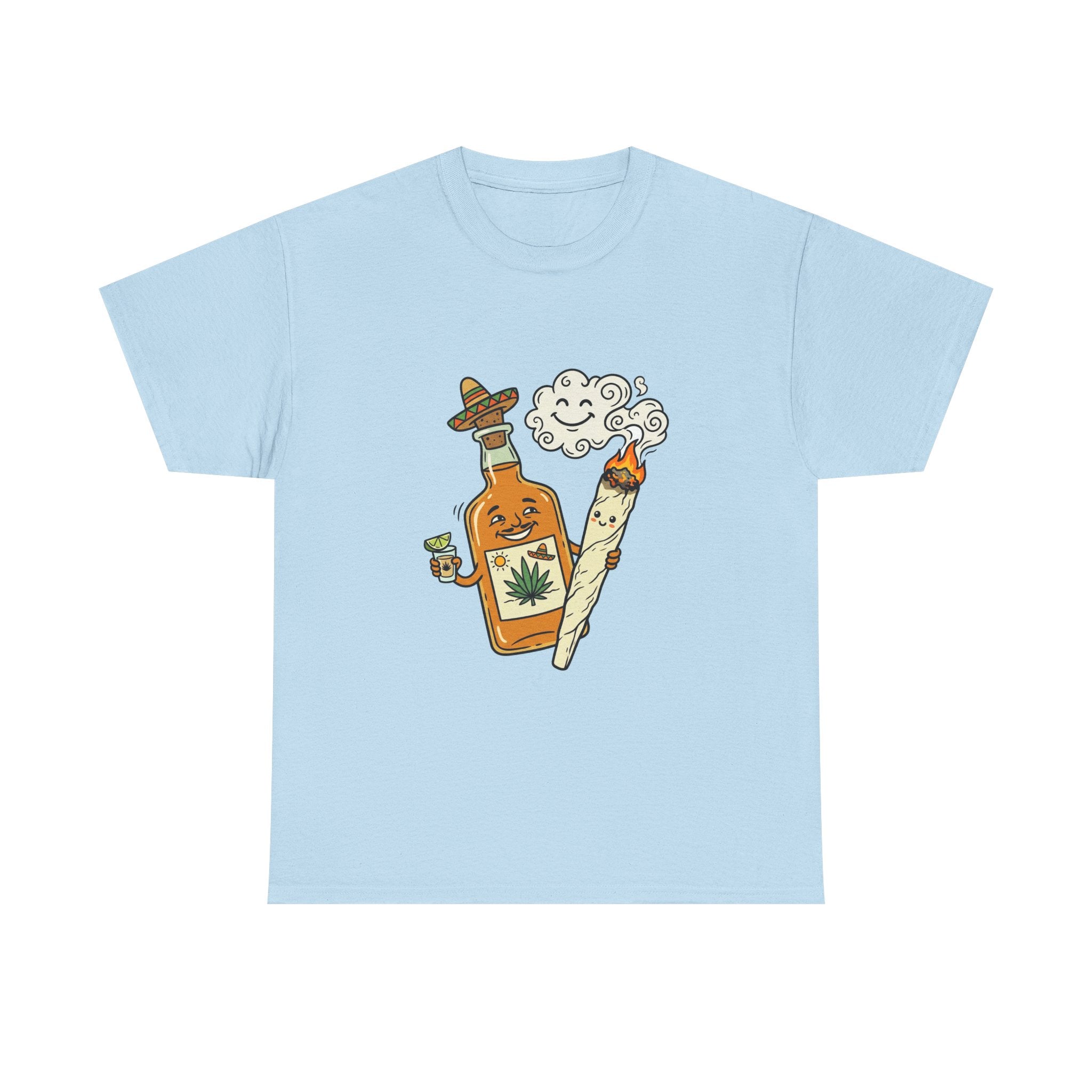 Cannabis & Tequila Tee — Funny Joint and Bottle Graphic T-Shirt