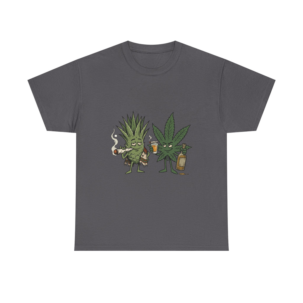Marijuana Leaf and Agave Friends T-Shirt – Funny Cannabis Leaf & Tequila Smoking Tee