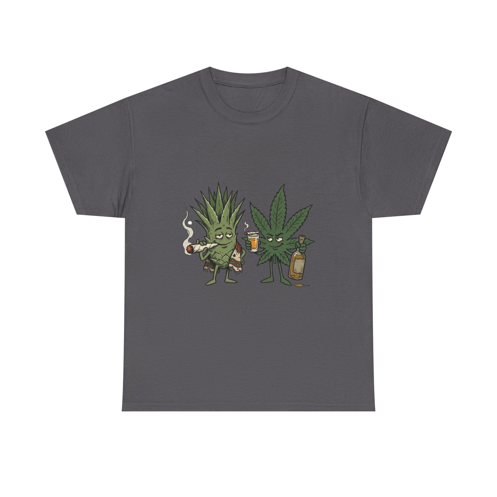 Marijuana Leaf and Agave Friends T-Shirt – Funny Cannabis Leaf & Tequila Smoking Tee