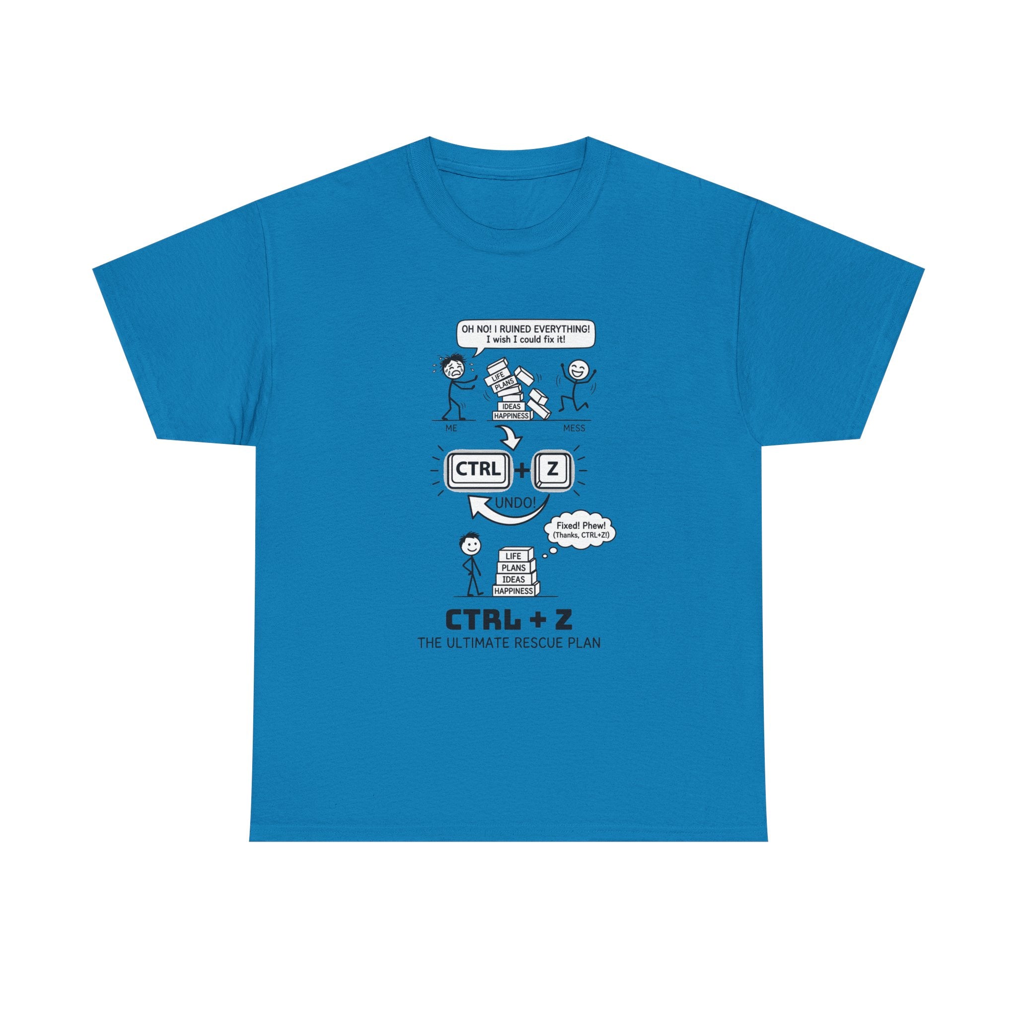 CTRL + Z T-Shirt — Funny Programmer Comic Tee ("The Ultimate Rescue Plan")