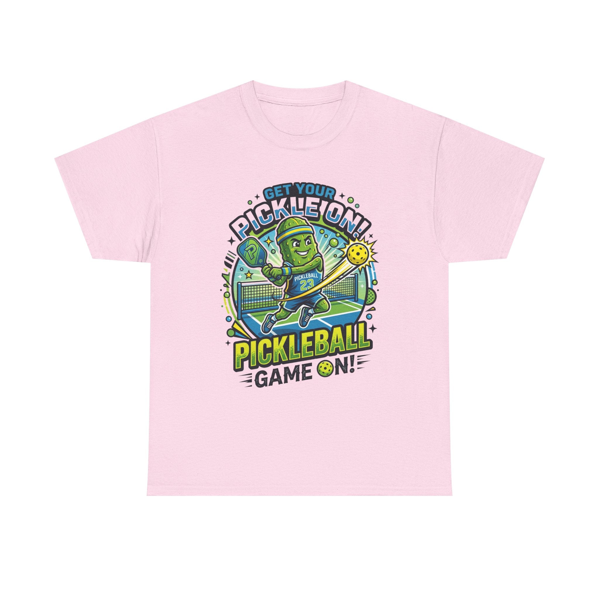 Pickleball Tee - "Get Your Pickle On!" Fun Pickle Character Game On Shirt