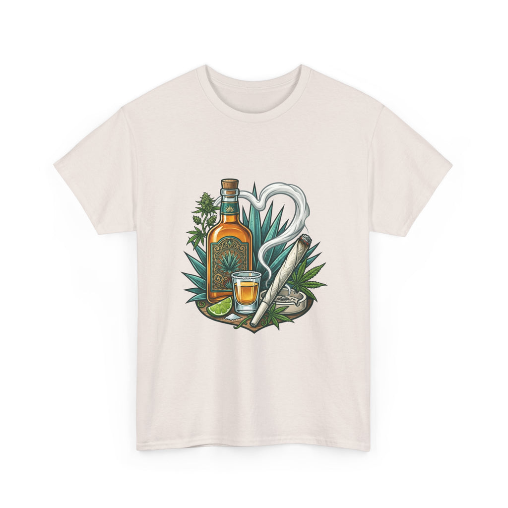 Tequila Bottle & Joint T‑Shirt — Agave Lime Margarita Design