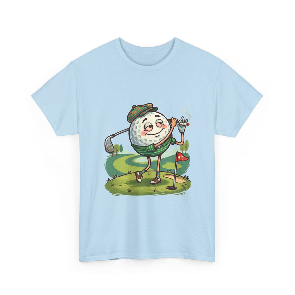 Golf Ball Character Weed T‑Shirt — Funny Retro Golfer Cartoon Tee