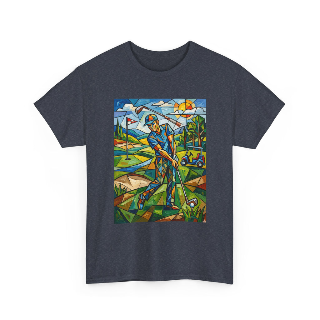 Golf Stained Glass Art Tee — Colorful Golfer Graphic T-Shirt