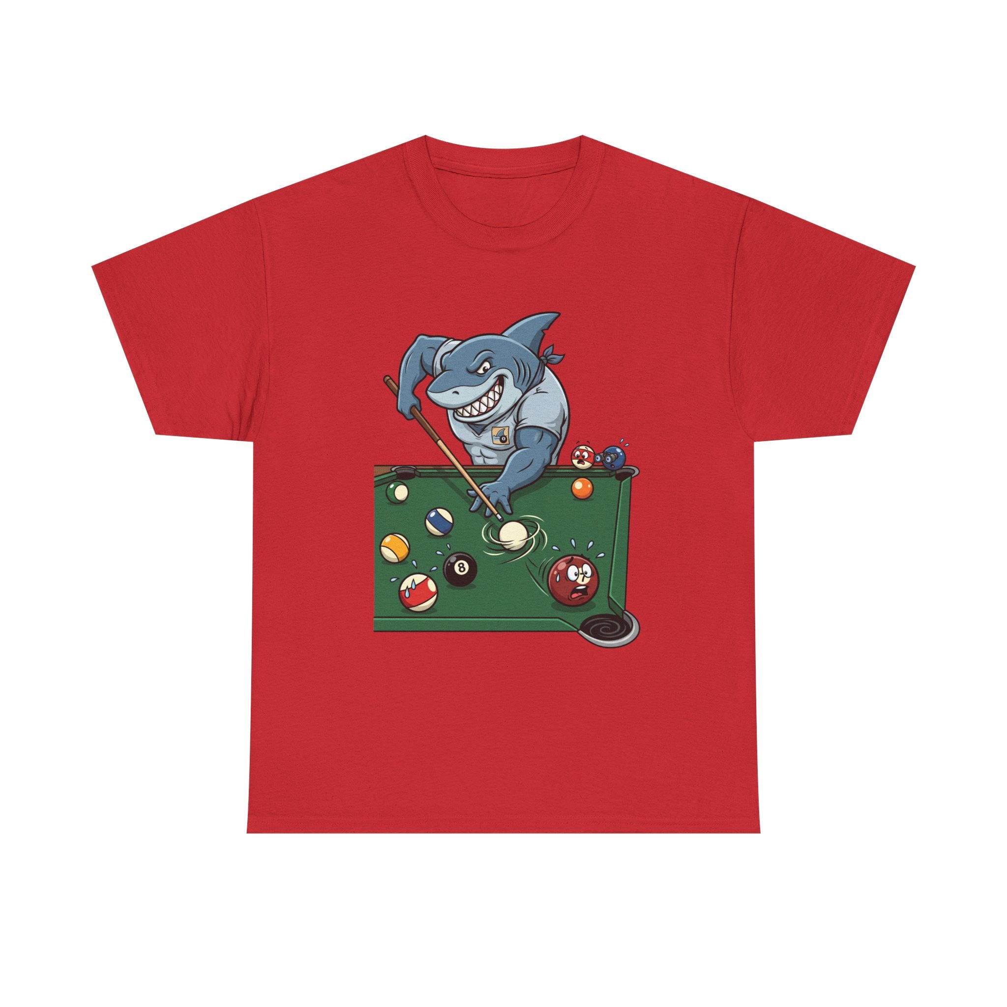 Shark Playing Pool T‑Shirt — Funny Billiards Shark Graphic Tee