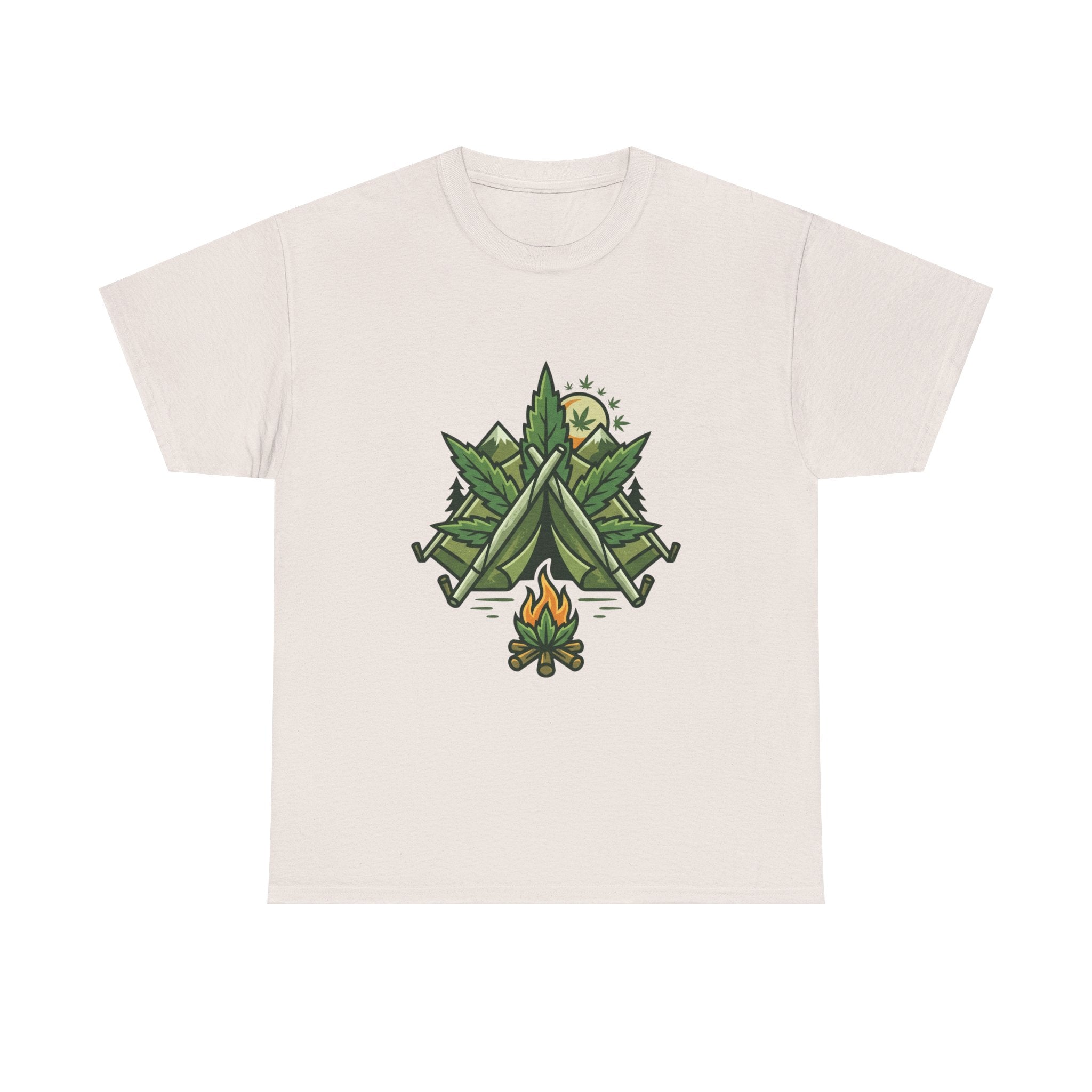 Camping Tent & Campfire T-Shirt — Outdoor Adventure Nature Tee