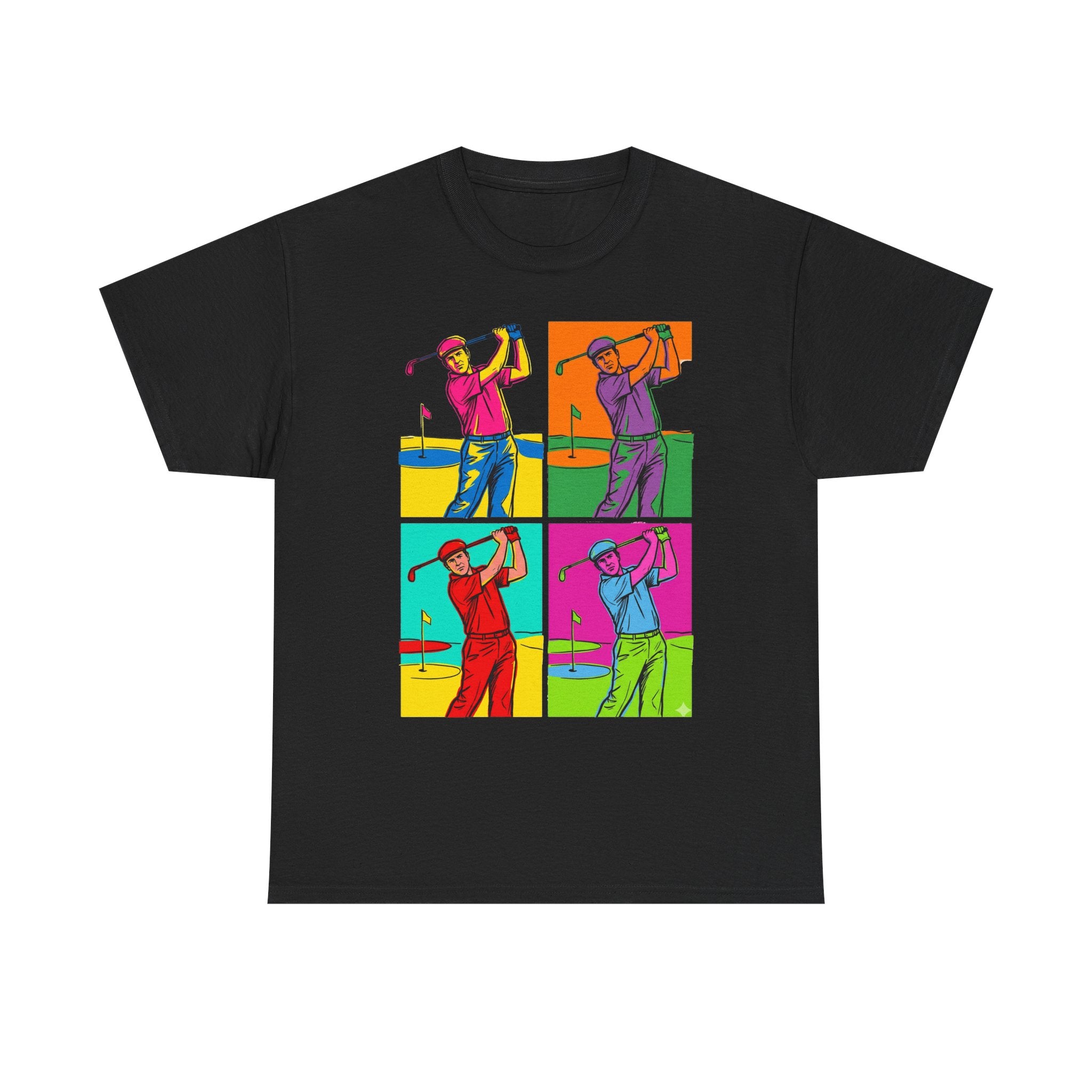 Golf Pop Art T-Shirt — Colorful Golfer Swing Graphic Tee