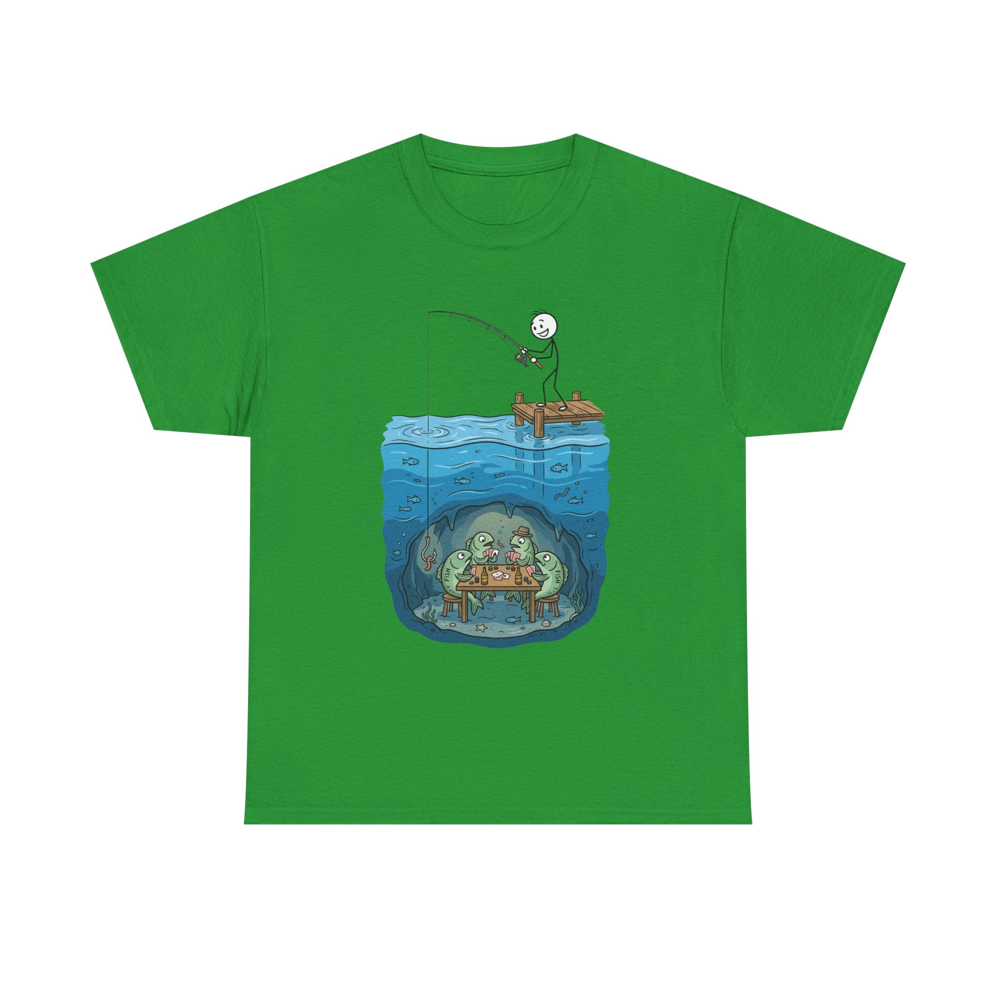 Fishing Tee — Underwater Surprise Cartoon T-Shirt (Fisherman & Sea Creatures)