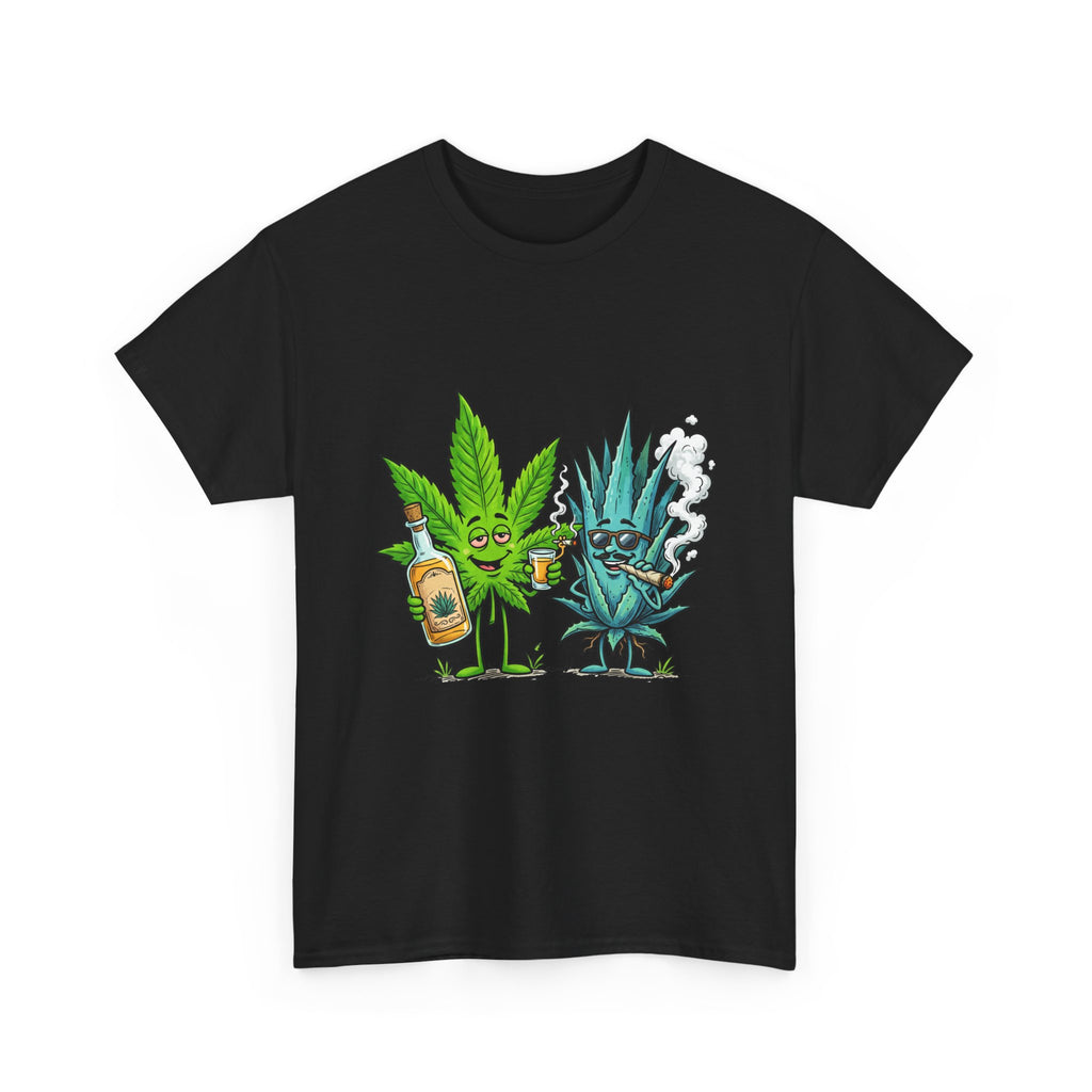 A Tequila & Cannabis Buds Friends T-Shirt — Funny Weed/Agave Leaf & Joint Graphic Tee