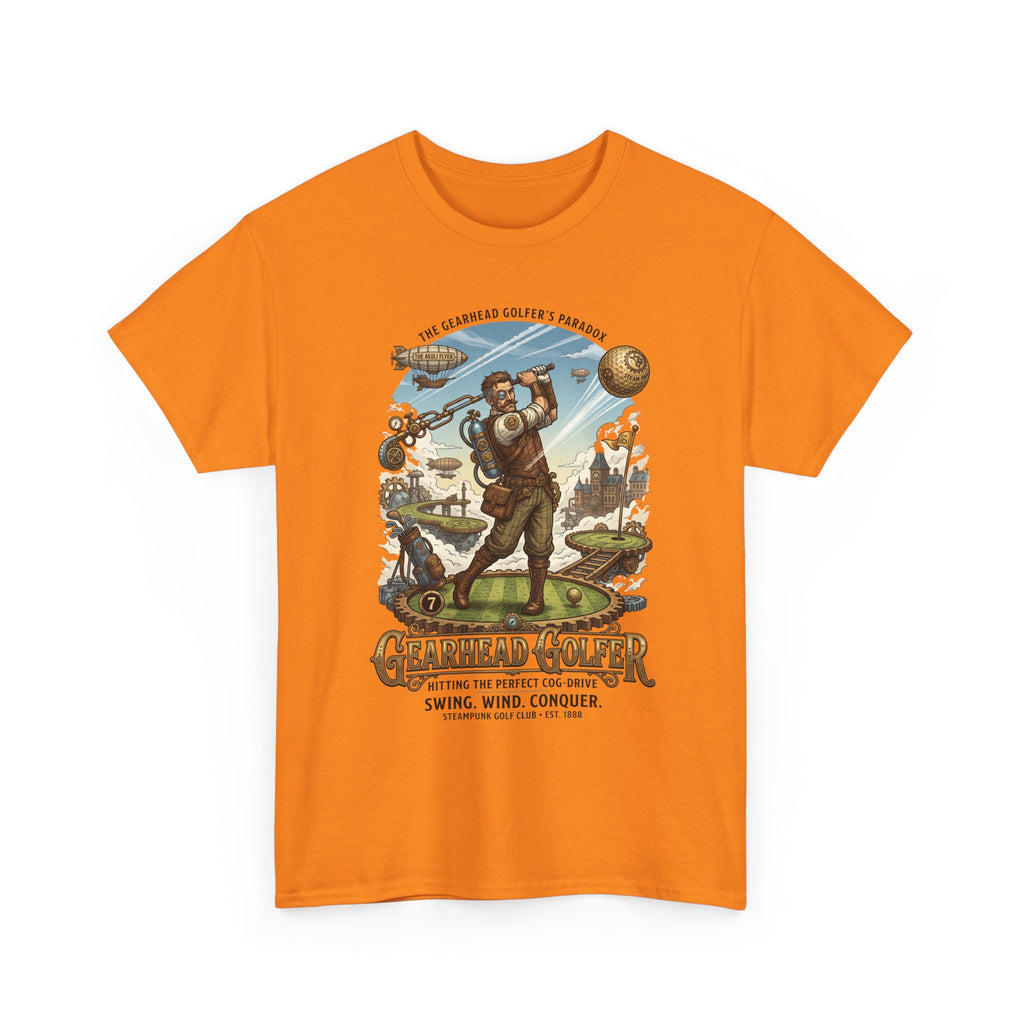Steampunk Golf T-Shirt - 'Gearhead Golfer' Vintage Car & Golf Humor Tee