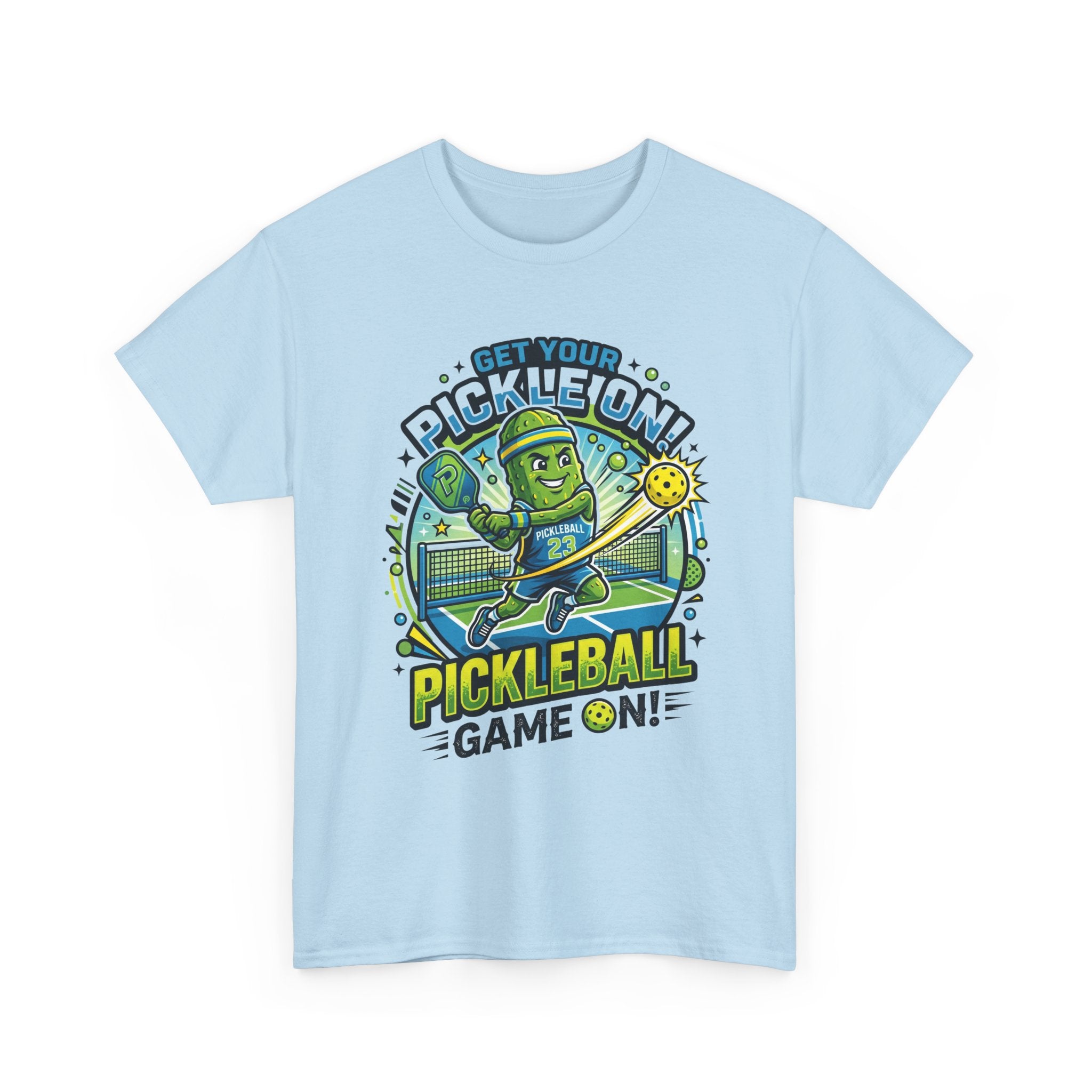 Pickleball Tee - "Get Your Pickle On!" Fun Pickle Character Game On Shirt