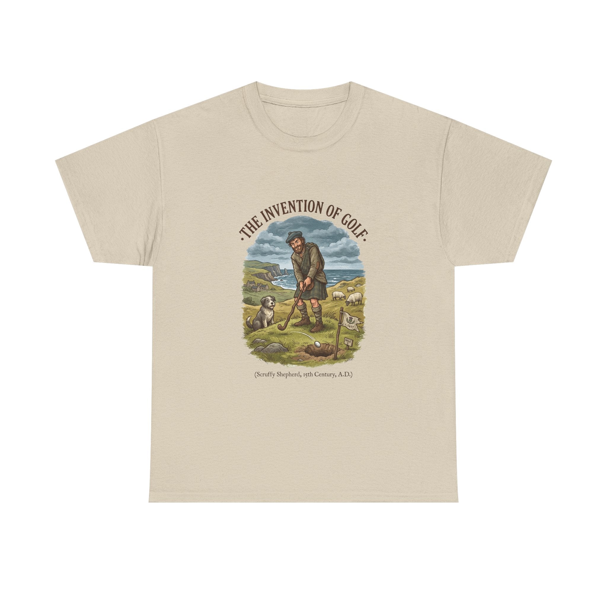 The Invention of Golf T-Shirt — Vintage Golfer Illustration Tee