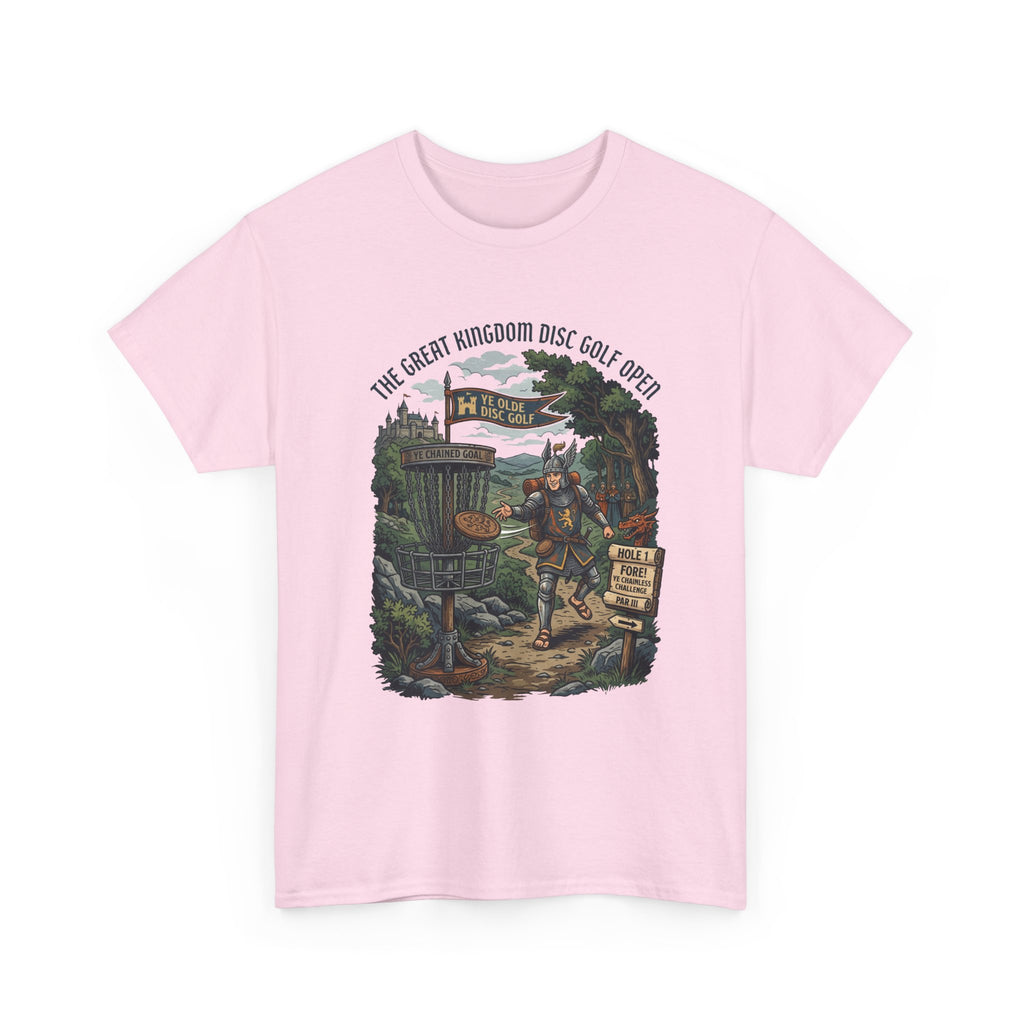 Medieval Disc Golf Adventure Tee — "The Great Kingdom Disc Golf Open" Graphic Shirt