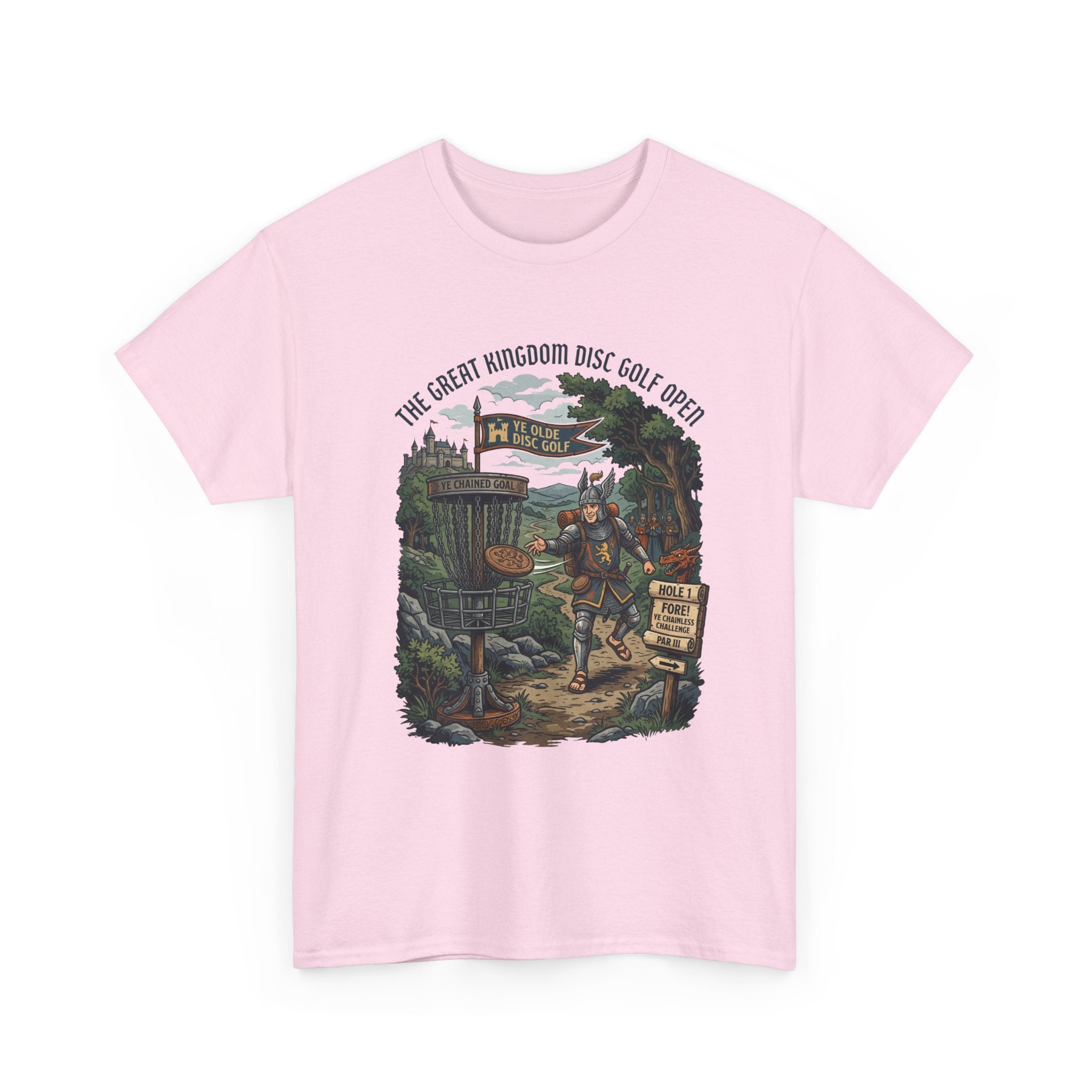 Medieval Disc Golf Adventure Tee — "The Great Kingdom Disc Golf Open" Graphic Shirt