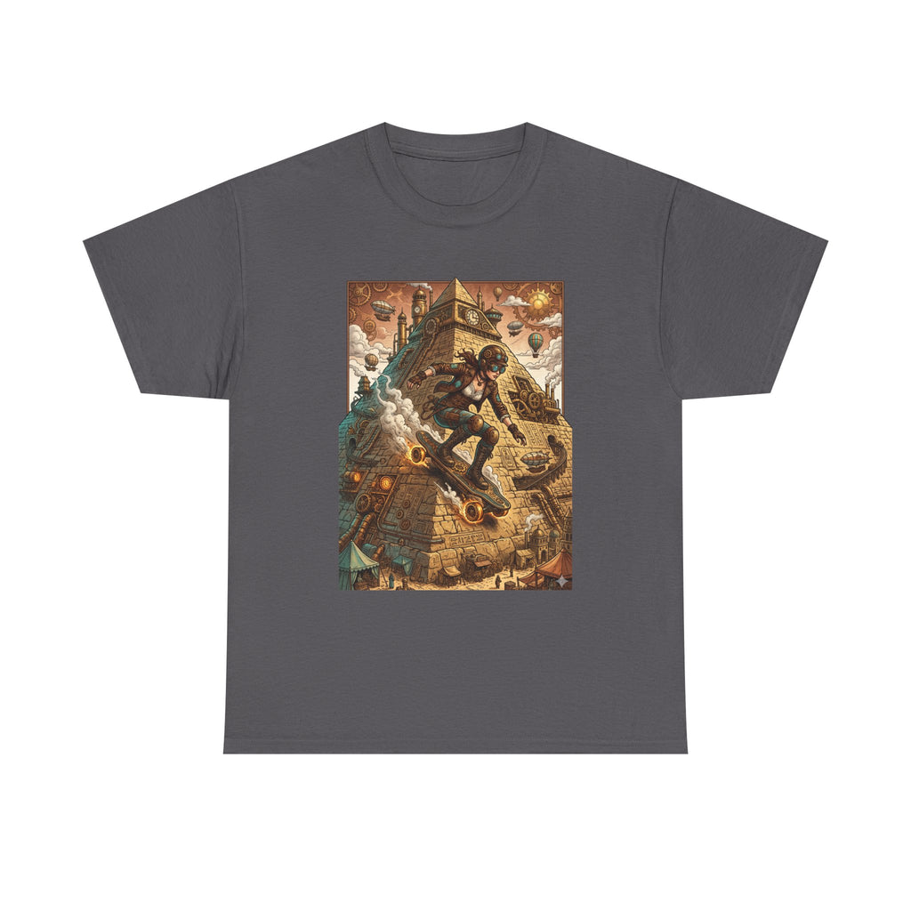 Steampunk Girl Skateboarder Art Print Tee Pyramid