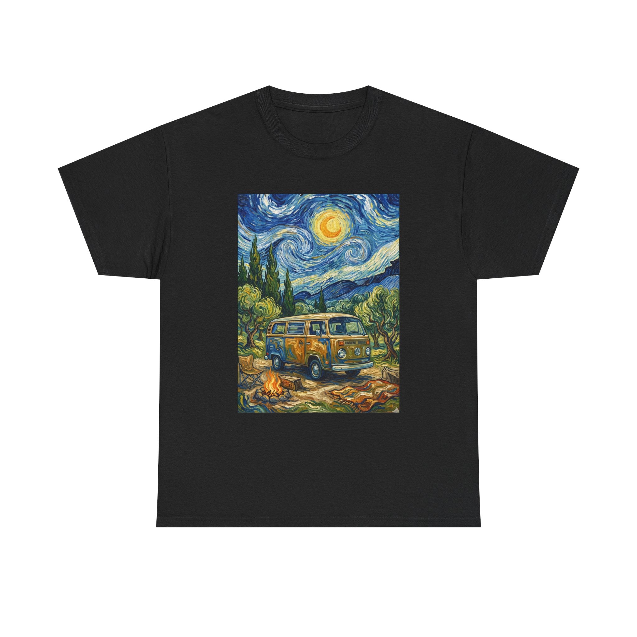 Van Gogh Night Van T-Shirt — Vintage Camper Starry Sky Tee