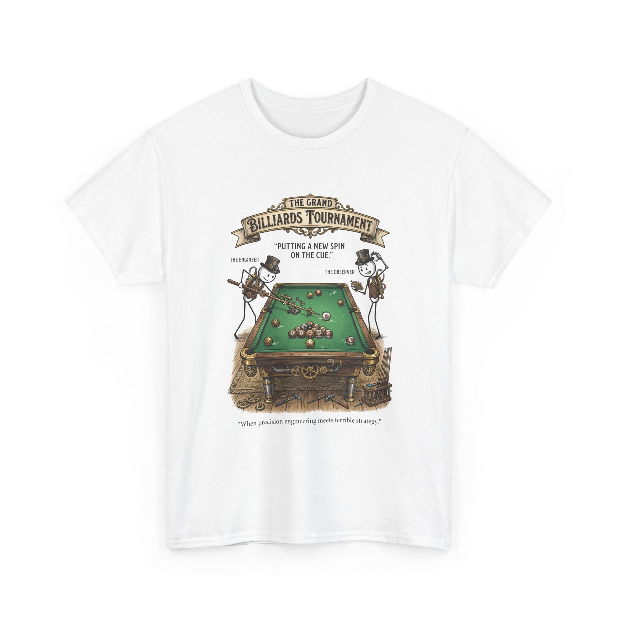 Billiards Tournament T-Shirt — Vintage Pool Table Graphic Tee