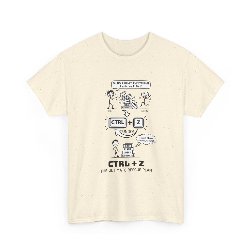 CTRL + Z T-Shirt — Funny Programmer Comic Tee ("The Ultimate Rescue Plan")