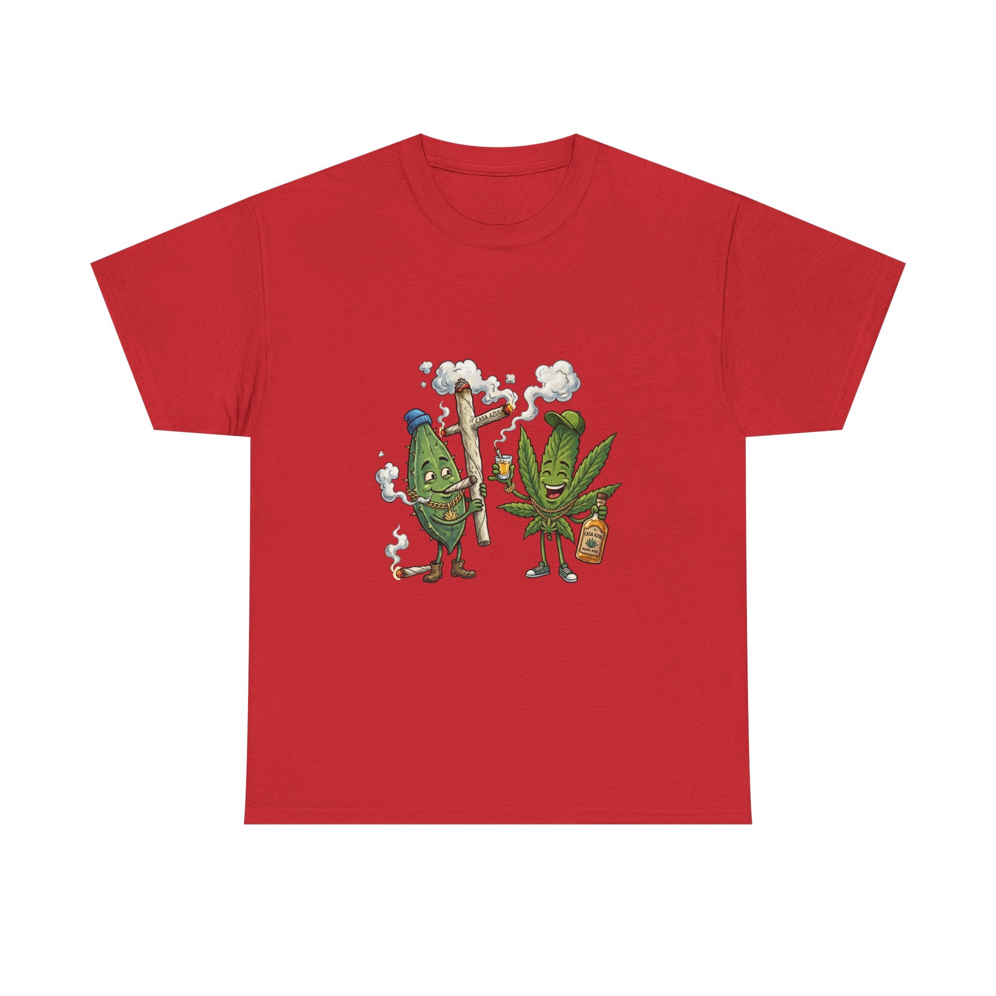 1 Tequila & Cannabis Buds Cartoon Tee — Funny Smoking Weed Plant Graphic T-Shirt