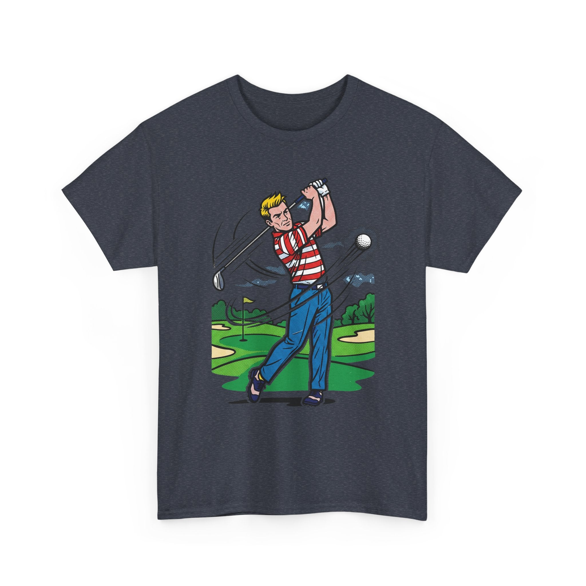 Golf Swing Graphic T-Shirt — Vintage Golfer Illustration Tee