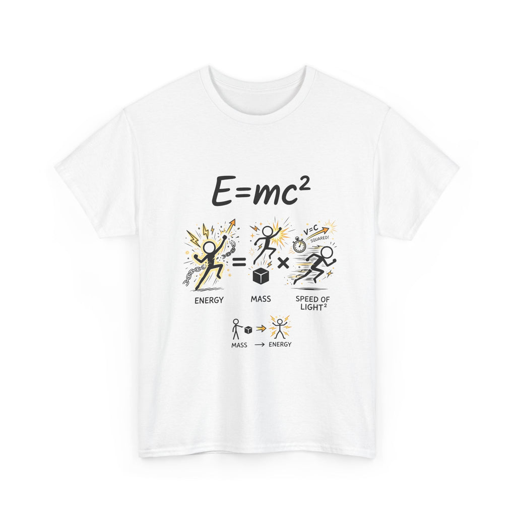 E=mc Illustrated Science T-Shirt — Funny Energy Mass Speed of Light Tee