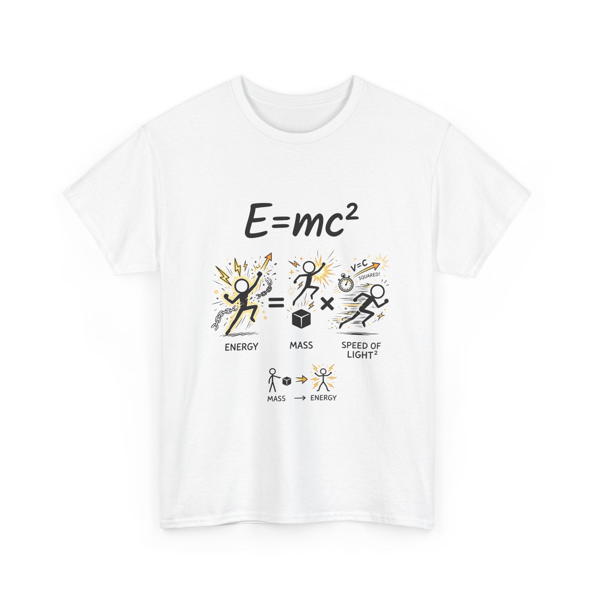 E=mc Illustrated Science T-Shirt — Funny Energy Mass Speed of Light Tee