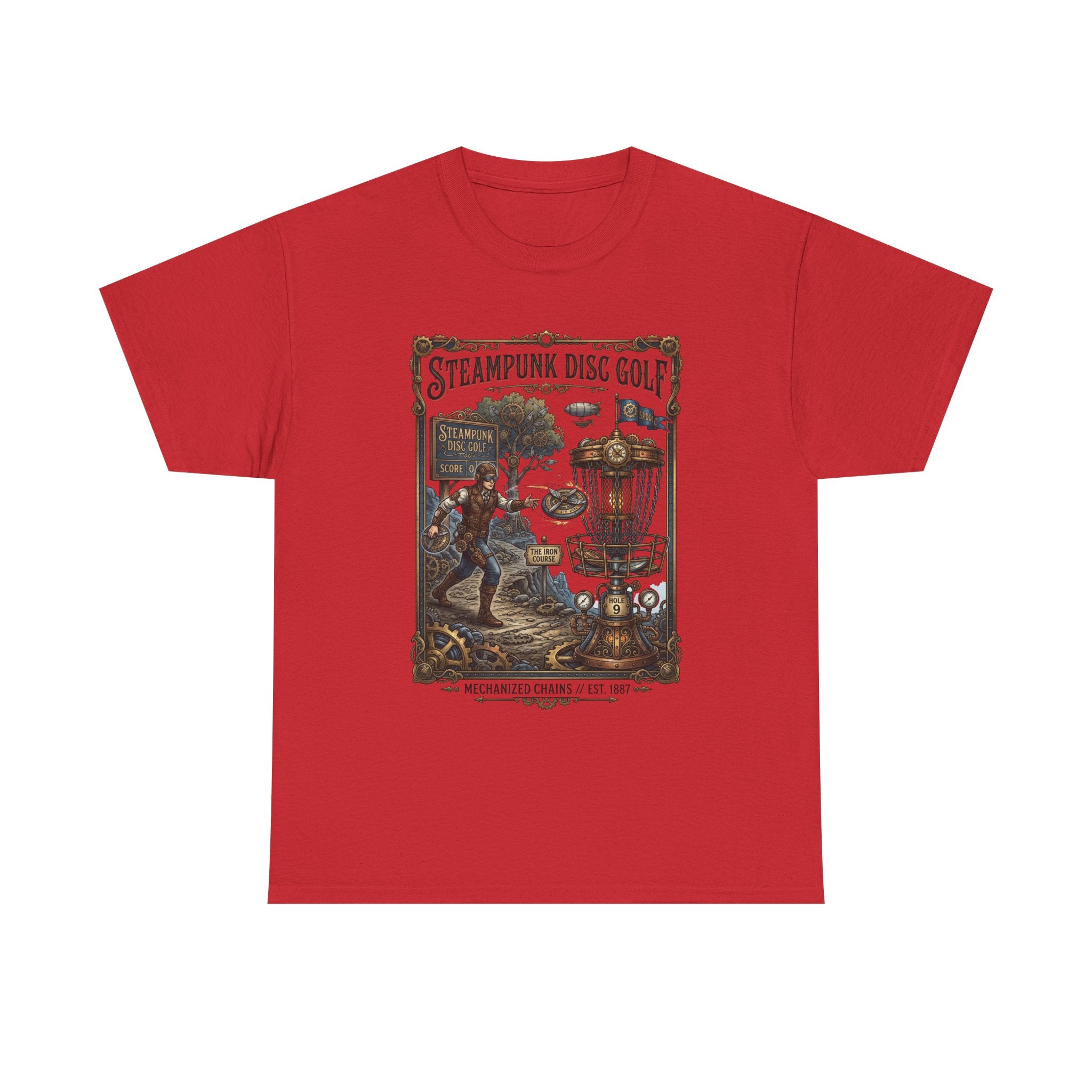 Steampunk Disc Golf T-Shirt — Vintage Victorian Disc Golf Poster Tee