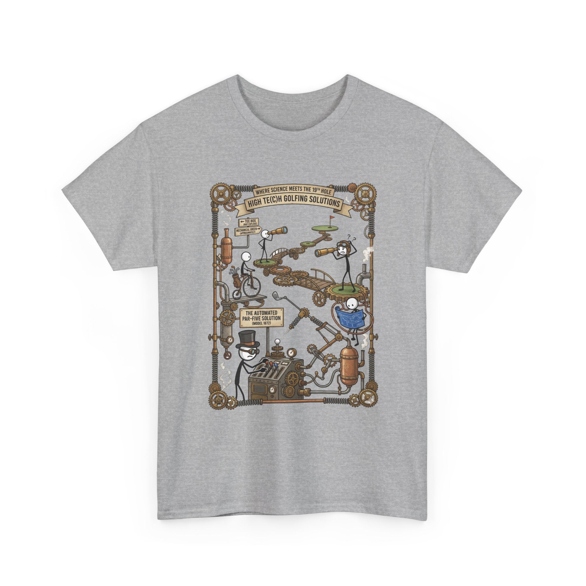 Steampunk Golf — ‘How To Make Par’ Vintage Contraption T-Shirt