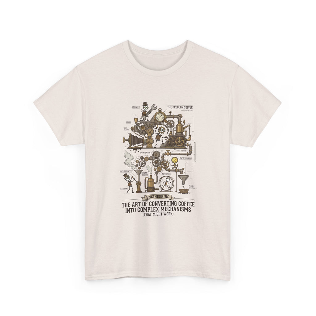 Steampunk Engineering T-Shirt — The Art of Converting Coffee Into Complex Mechanisms Graphic Tee