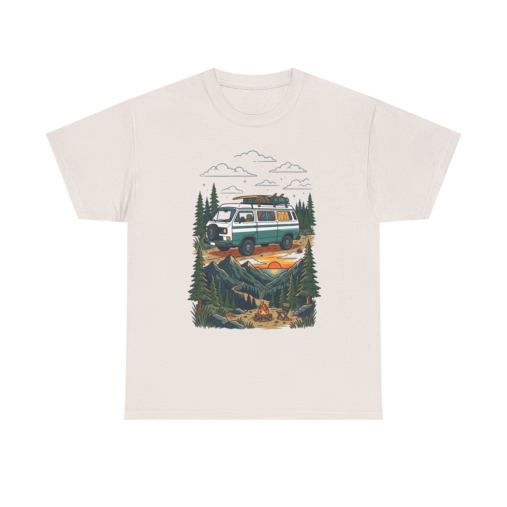 Camper Van Adventure Tee — Retro Van Camping Graphic T-Shirt