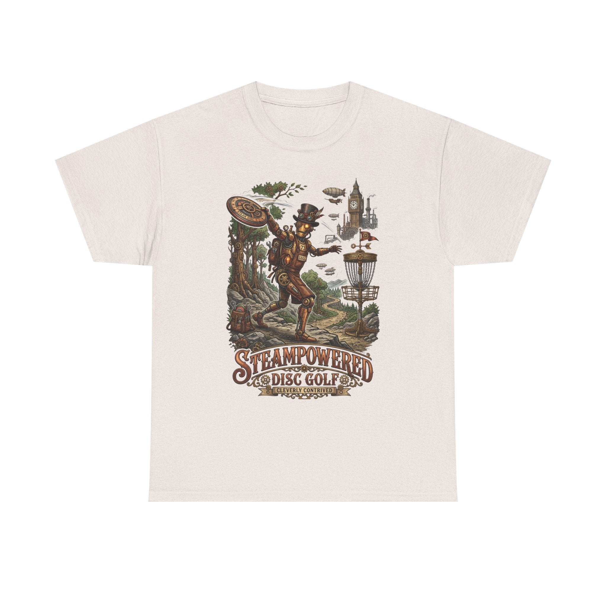 Steampunk Disc Golf T-Shirt – "Steampowered Disc Golf" Vintage Style