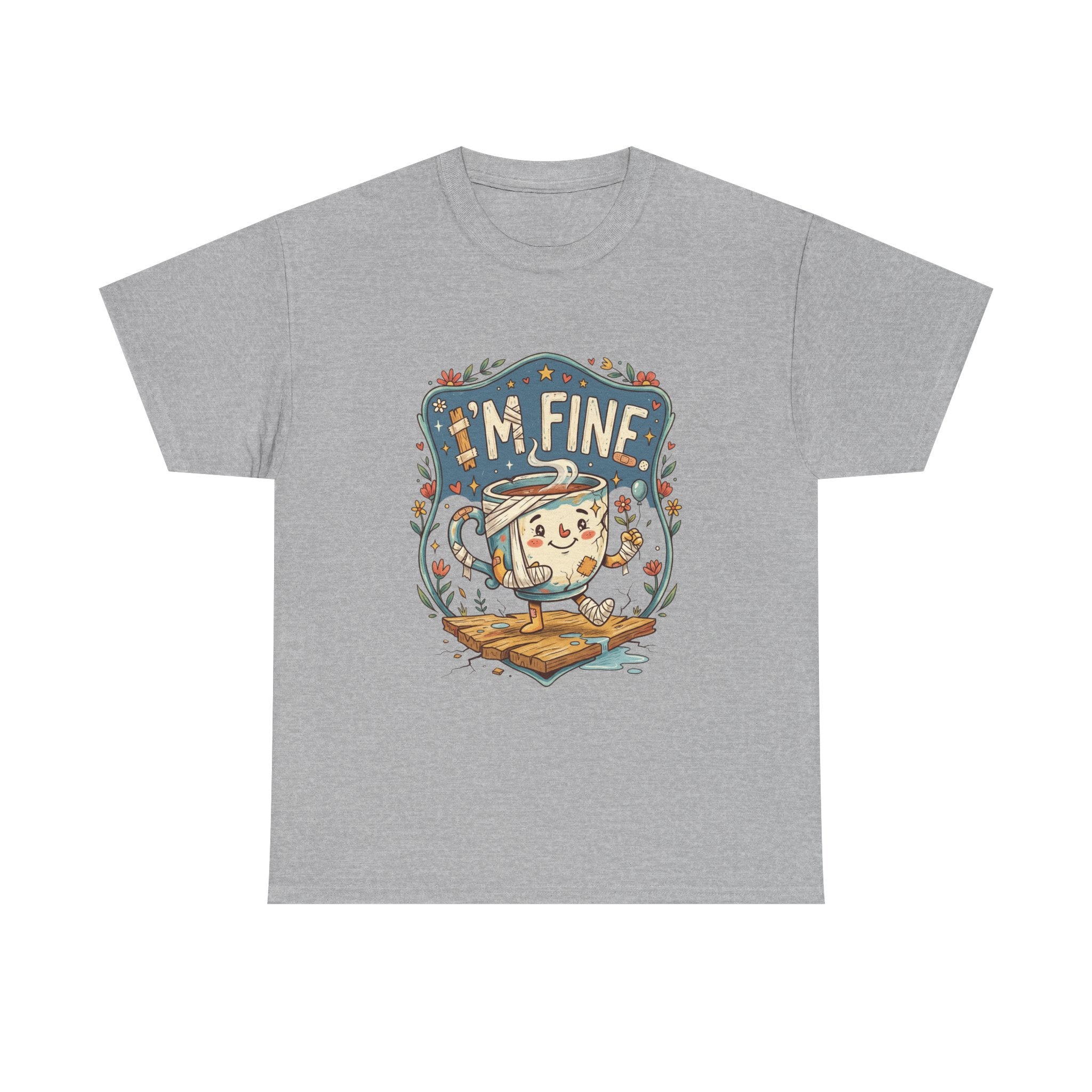 T-Shirt - 'I'm Fine' Cute Kettle Graphic Tee, Cozy Tea Lover Gift