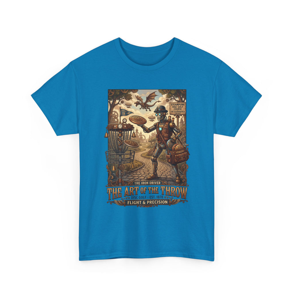 Steampunk Disc Golf T-Shirt — "The Art of the Throw" Vintage Disc Golfer Graphic Tee
