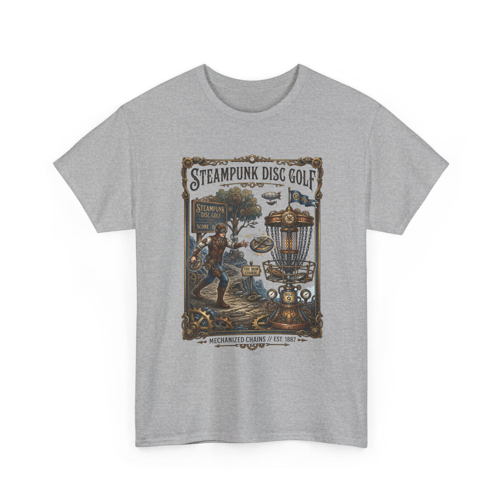 Steampunk Disc Golf T-Shirt — Vintage Victorian Disc Golf Poster Tee