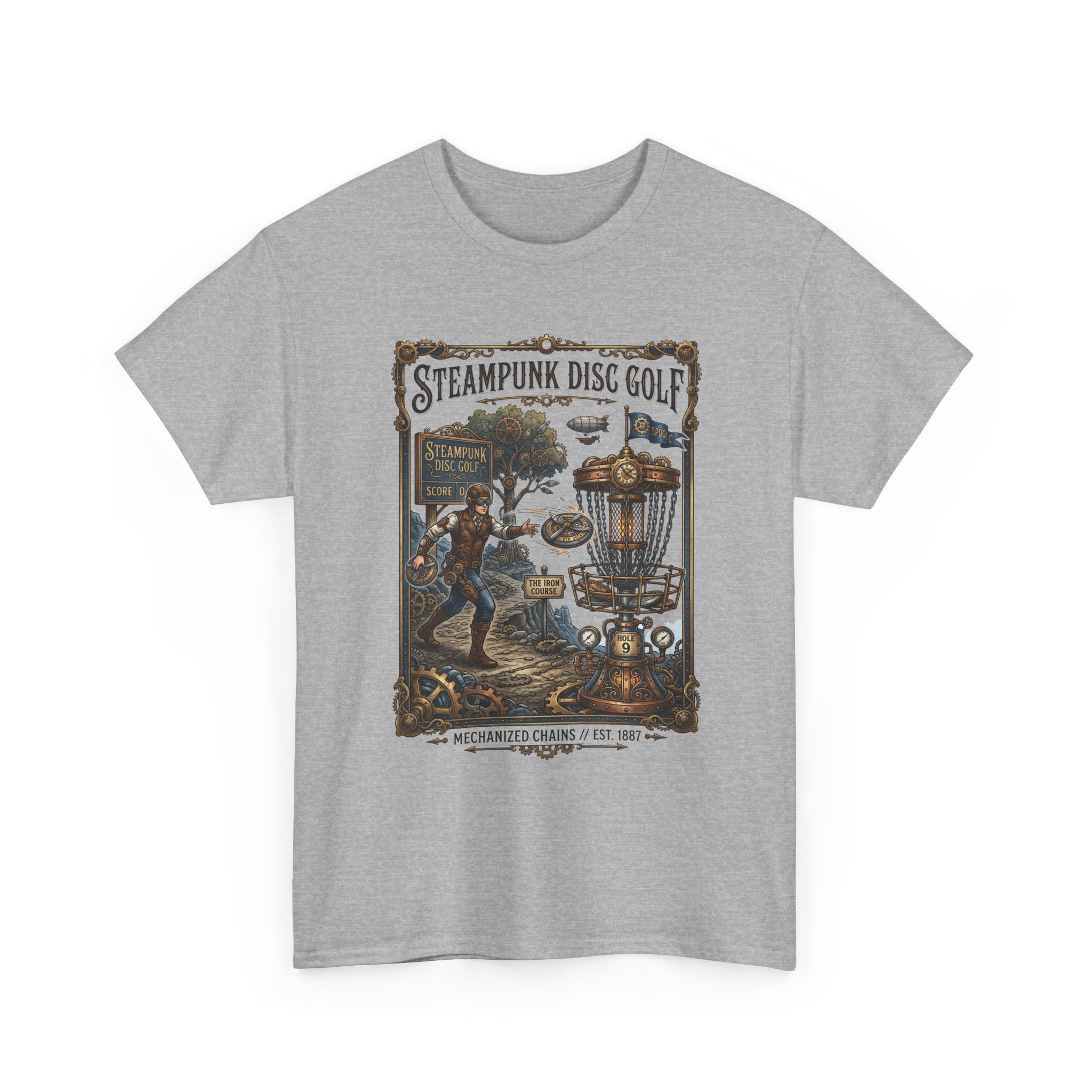 Steampunk Disc Golf T-Shirt — Vintage Victorian Disc Golf Poster Tee