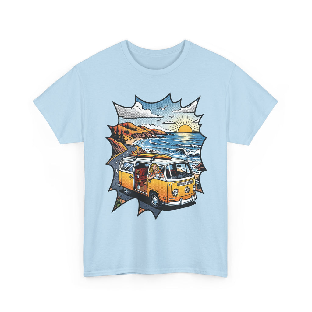 Road Trip Van T-Shirt — Vintage Camper Beach Sunset Tee