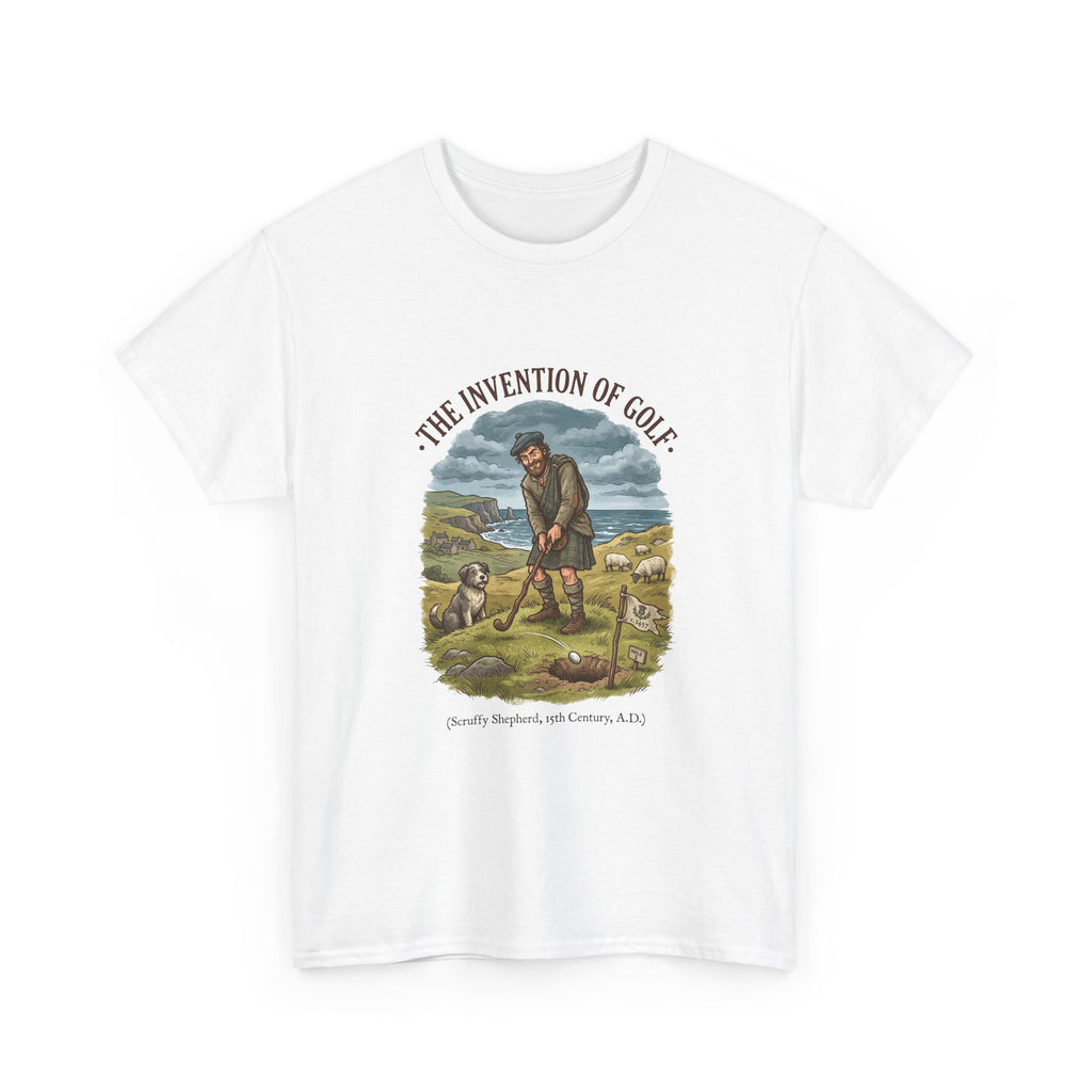 The Invention of Golf T-Shirt — Vintage Golfer Illustration Tee