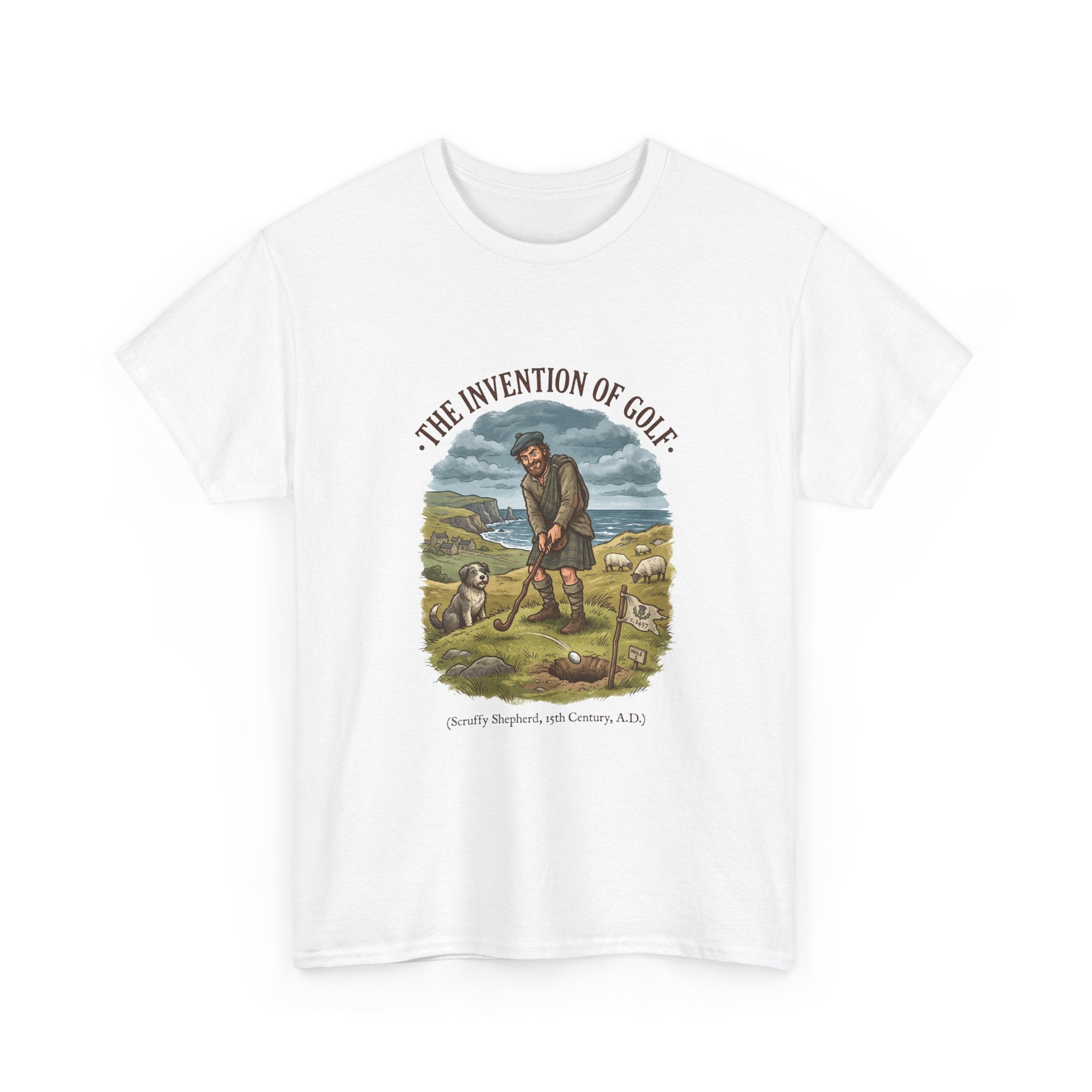 The Invention of Golf T-Shirt — Vintage Golfer Illustration Tee