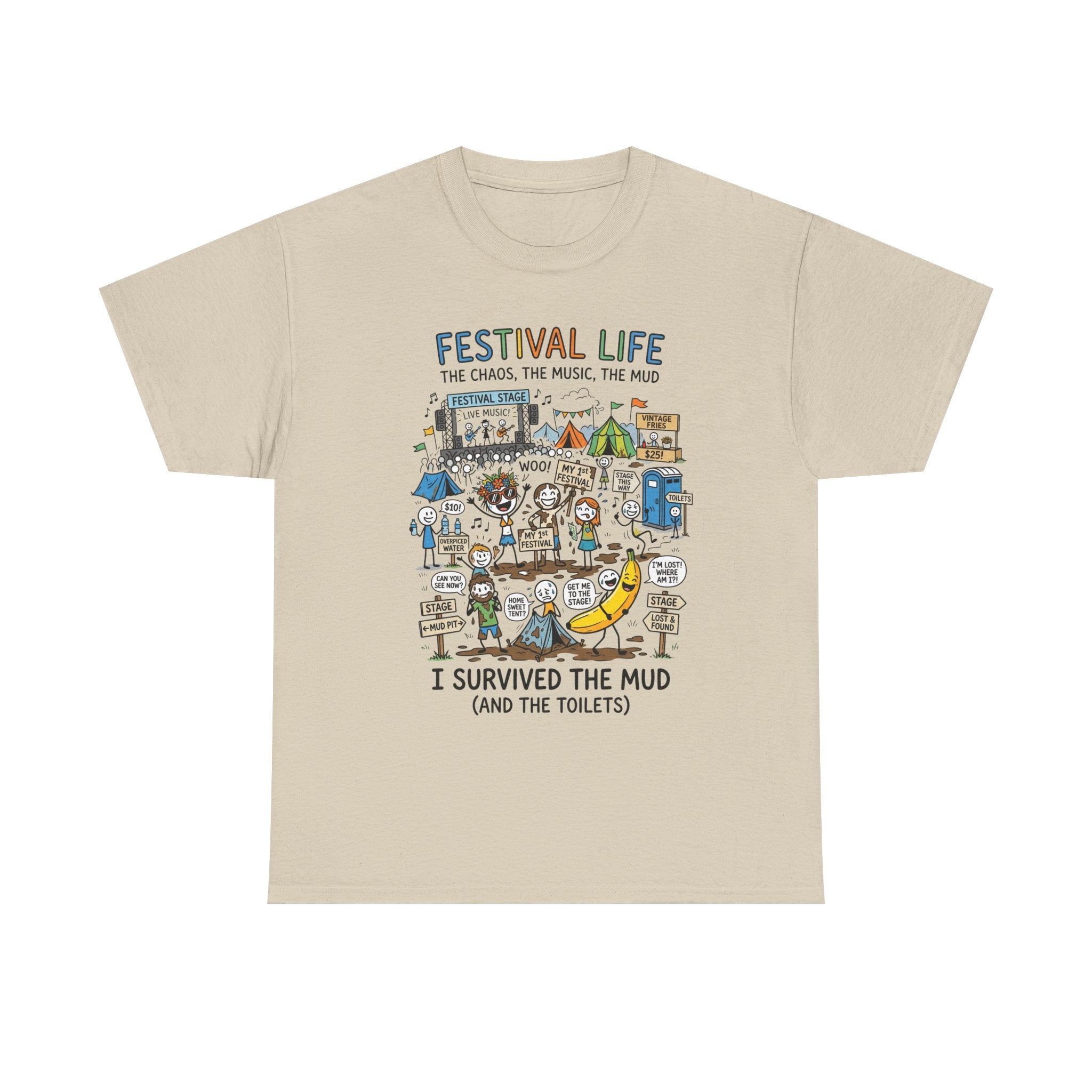 Festival Life T-Shirt — "I Survived the Mud (and the Toilets)" Graphic Tee