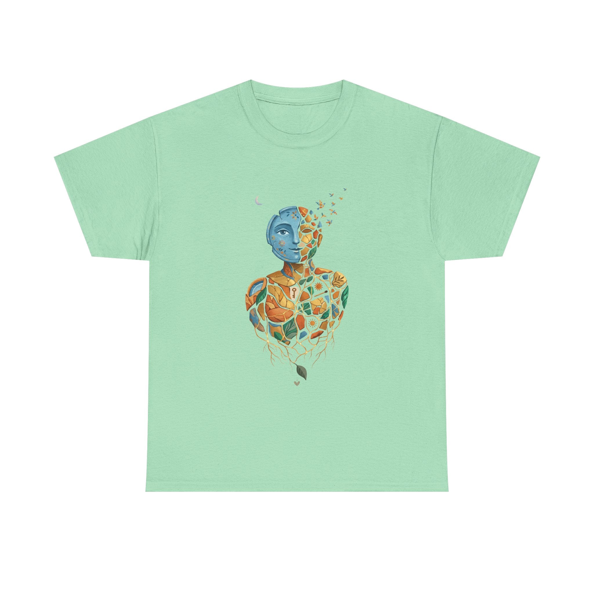 Abstract Mosaic Portrait T‑Shirt — Fragmented Face Art Tee
