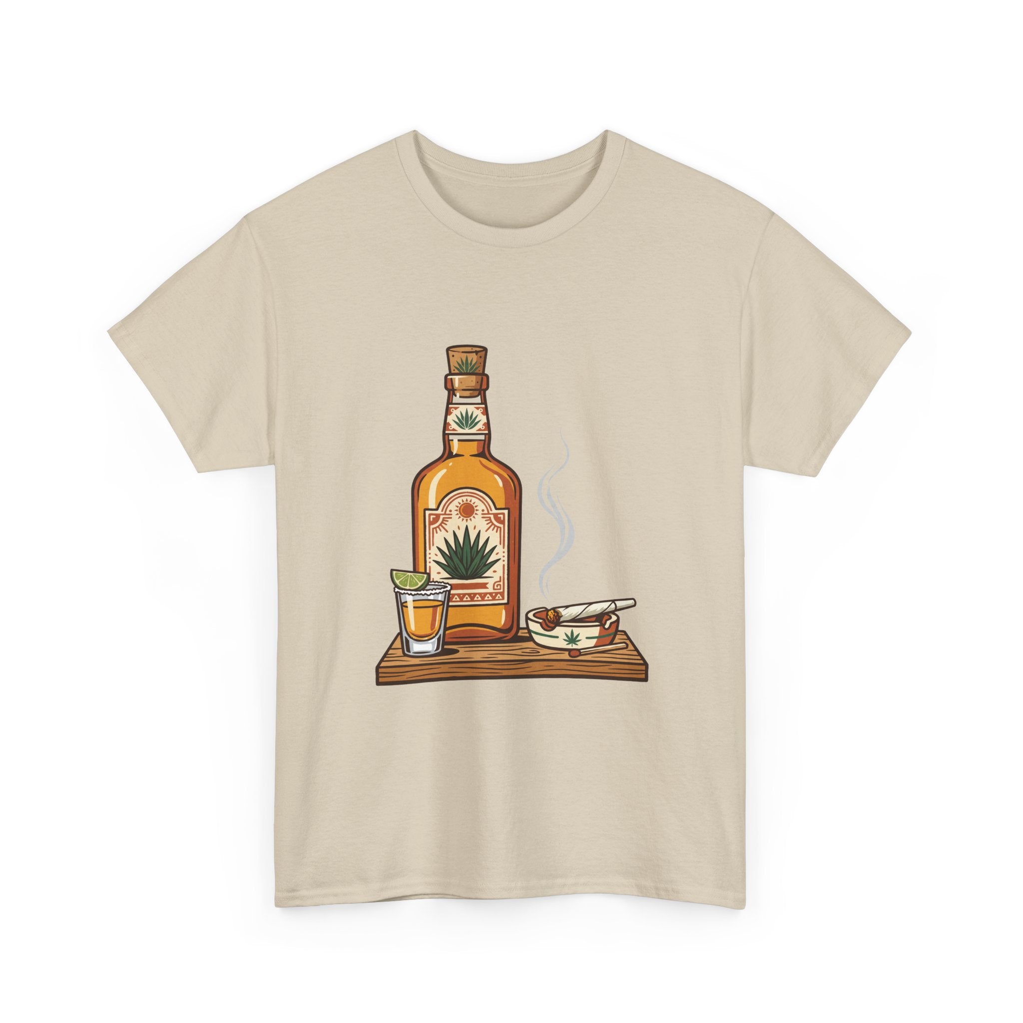 Tequila & A joint Tee — Bottle, Shot Glass & joint Graphic Shirt