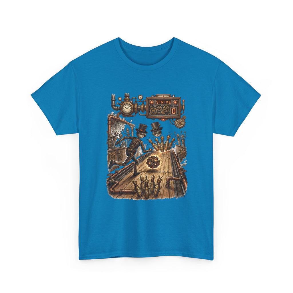 Steampunk Bowling T-Shirt — Vintage Train & Gears Graphic Tee