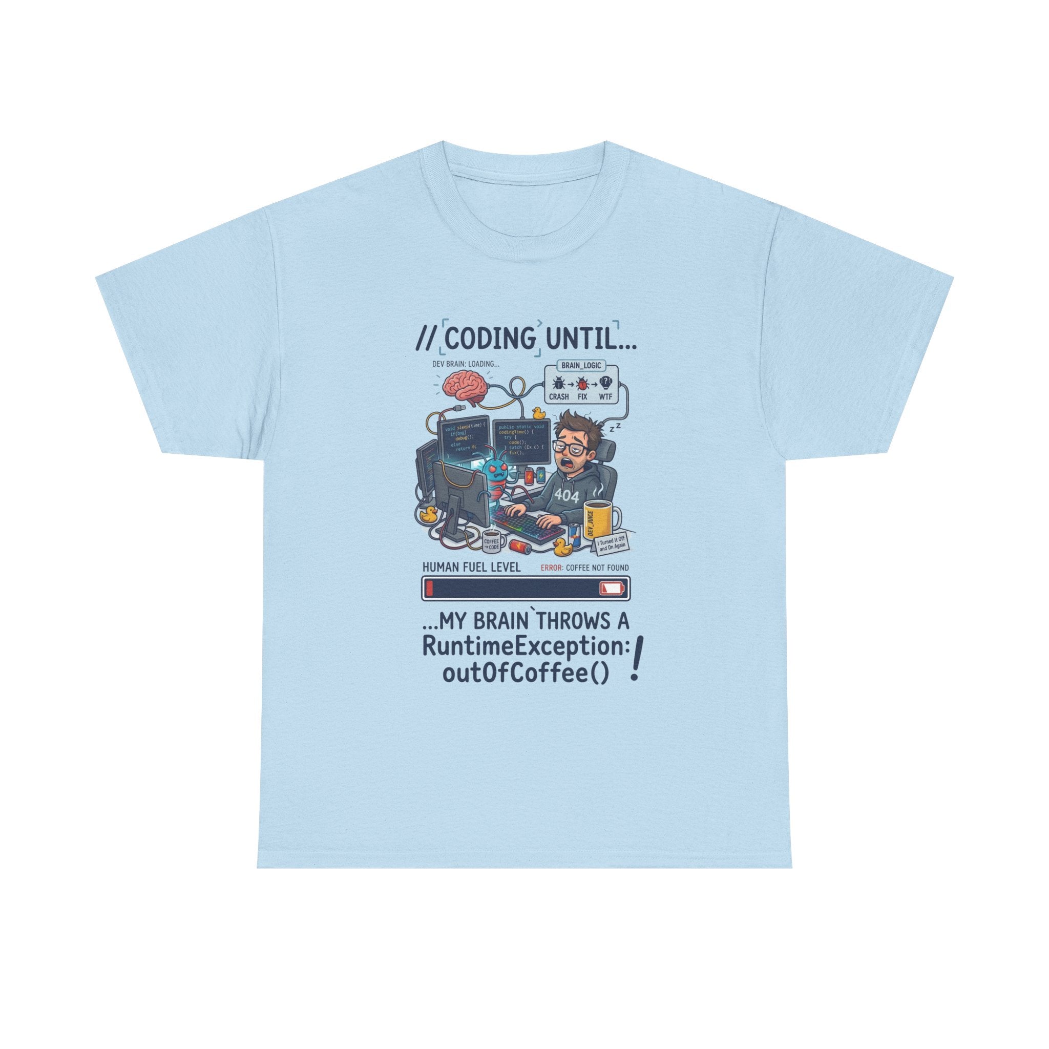 Coding Until My Brain Throws a RuntimeException T-Shirt