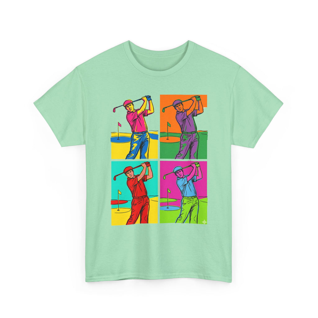 Golf Pop Art T-Shirt — Colorful Golfer Swing Graphic Tee
