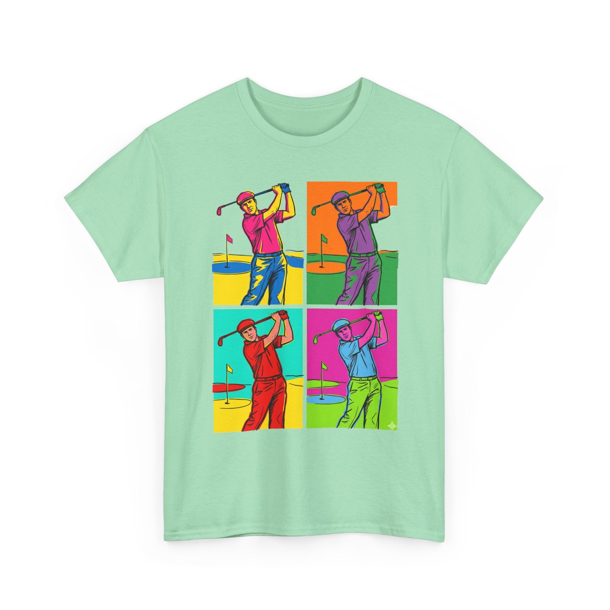 Golf Pop Art T-Shirt — Colorful Golfer Swing Graphic Tee