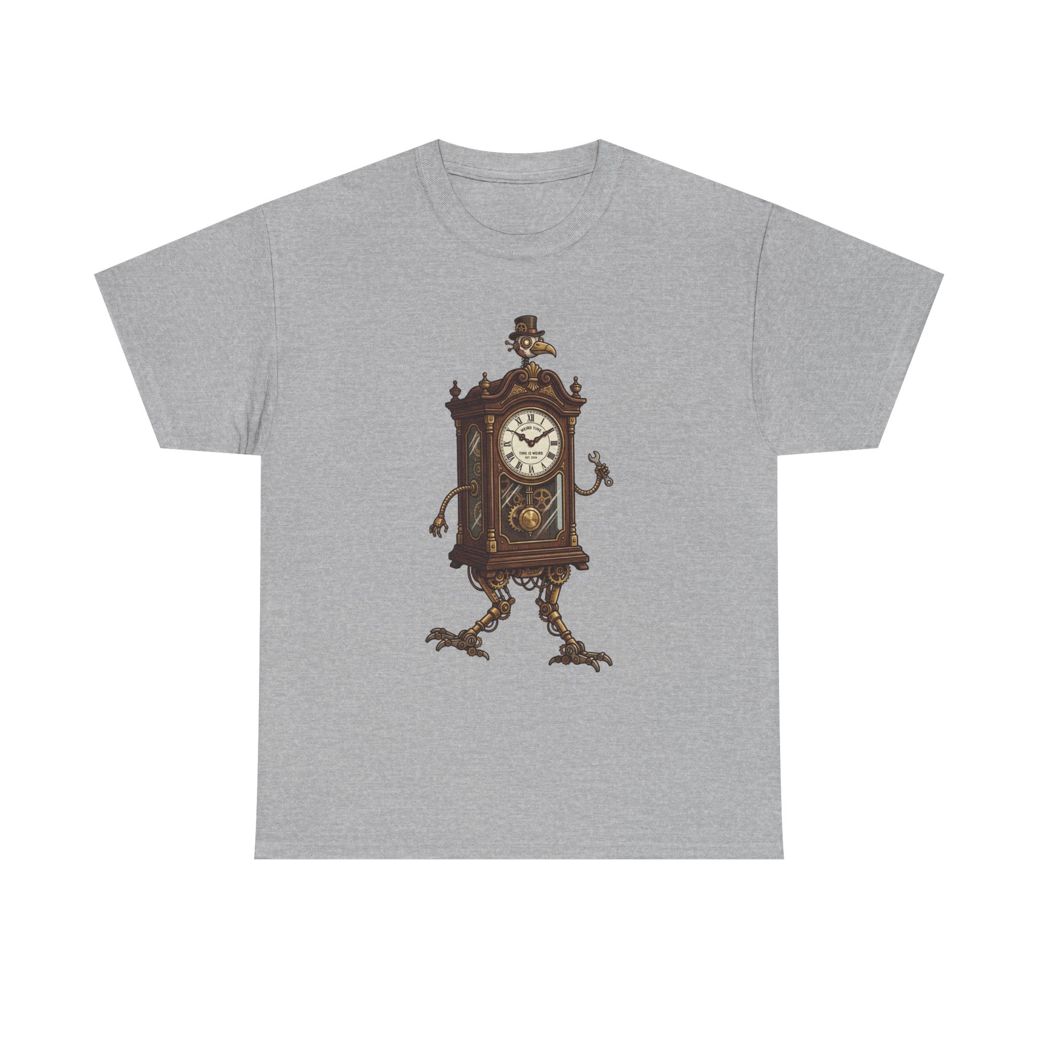 Clockwork Grandfather Tee — Vintage Walking Clock Graphic T-Shirt