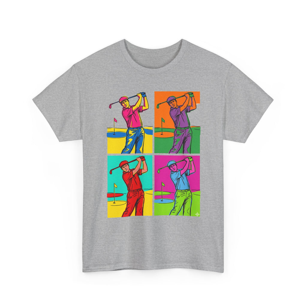 Golf Pop Art T-Shirt — Colorful Golfer Swing Graphic Tee