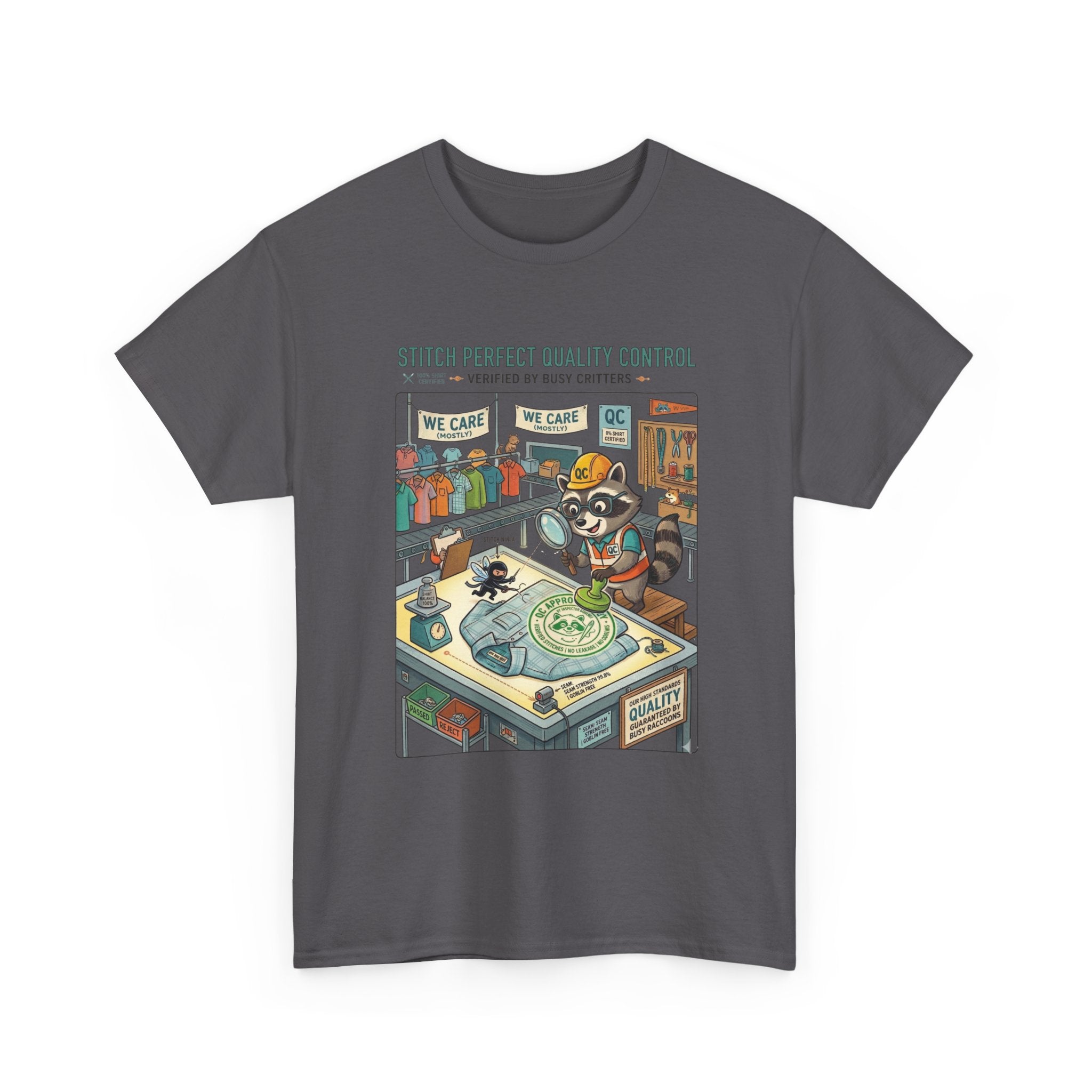 Quality Control Sewing Shirt — "Stitch Perfect" Tailor Cartoon Tee